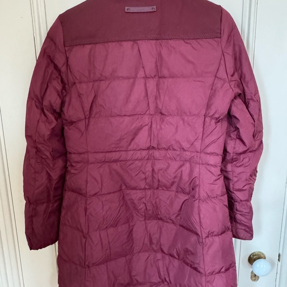 Coach Long Down Puffer Coat Burgundy XS - Picture 2 of 10